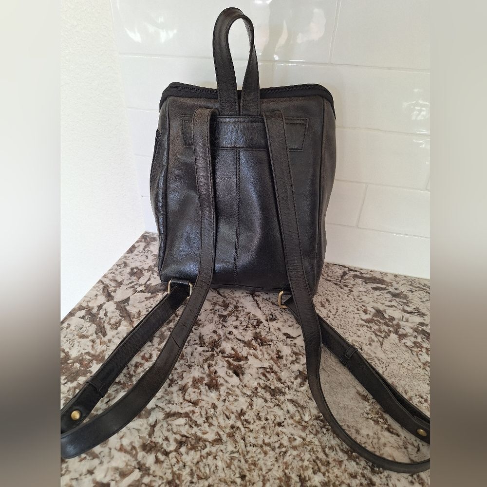 Brown leather backpack‎ - Picture 2 of 9